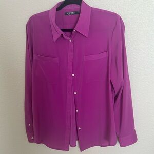Lauren by Ralph Lauren Raspberry Long Sleeve Blouse Size Large